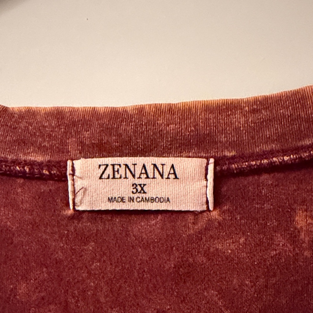 Zenana Outfitters Rust V-Neck Short Sleeve Top - Picture 2 of 4